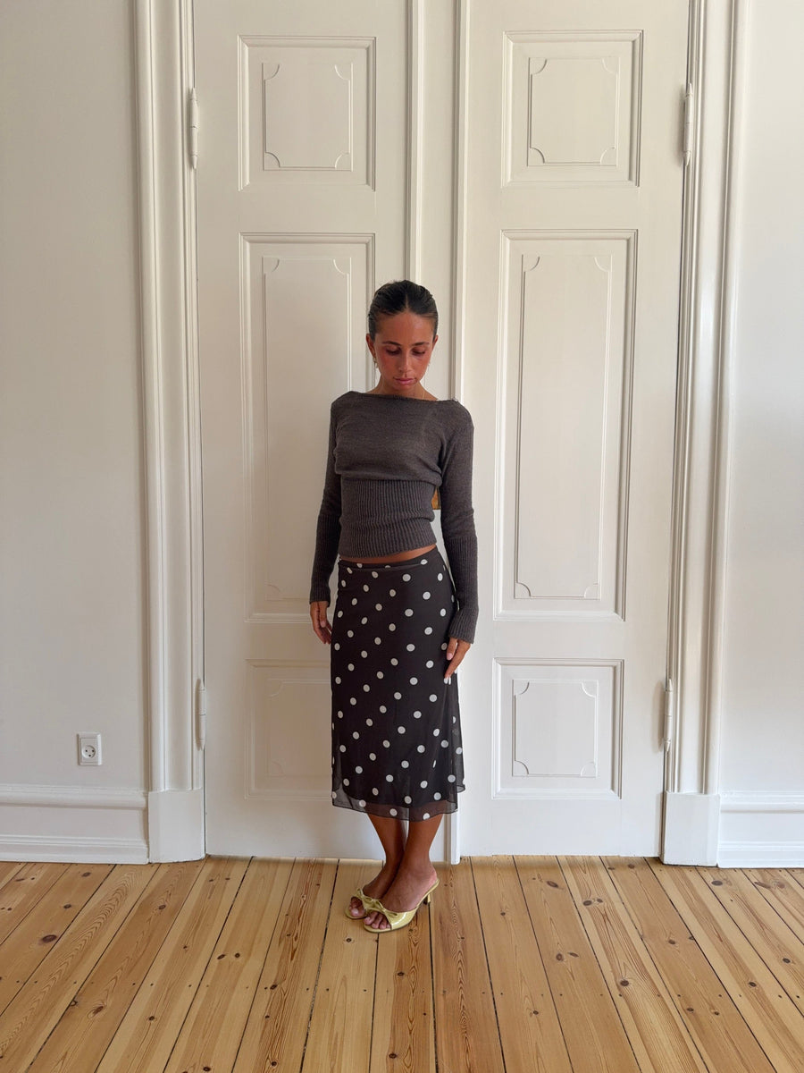 Mesh skirt with polka dots – Black/White