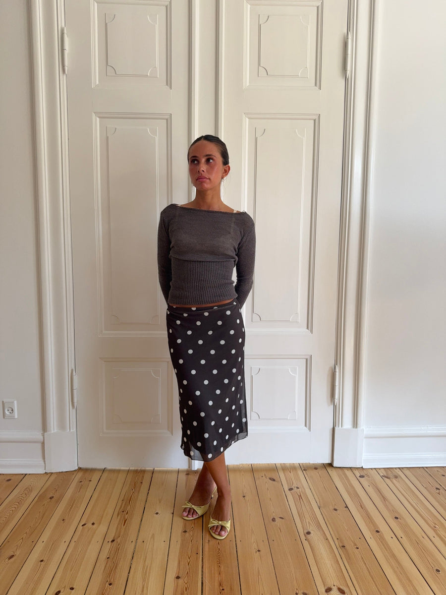 Mesh skirt with polka dots – Black/White