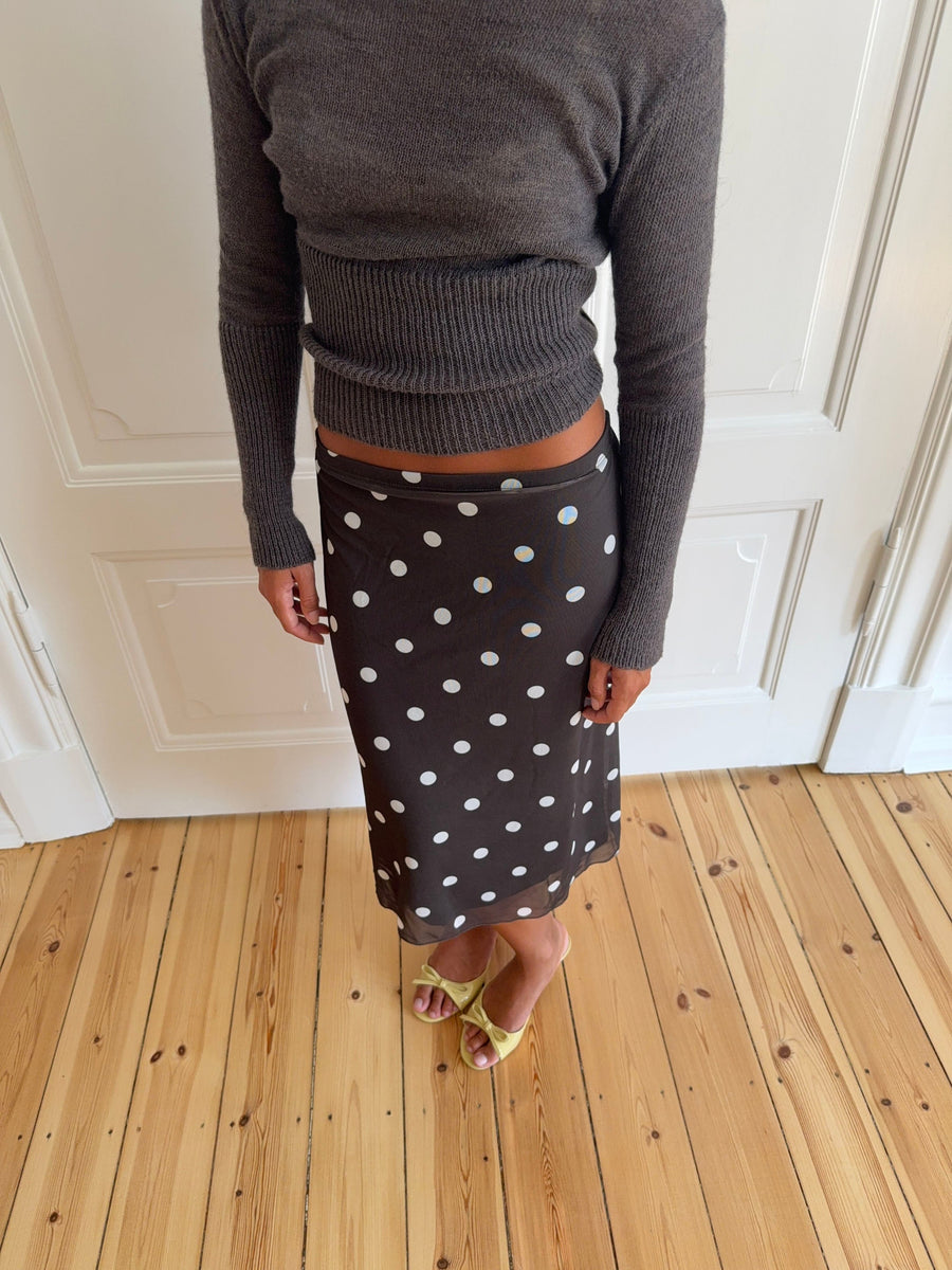 Mesh skirt with polka dots – Black/White