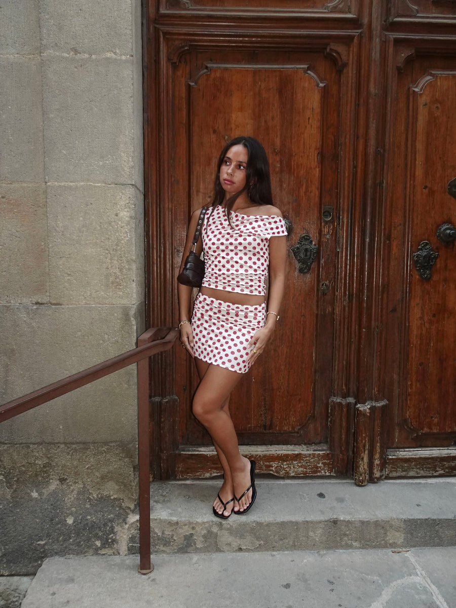 Mini skirt with polka dots – Red/white