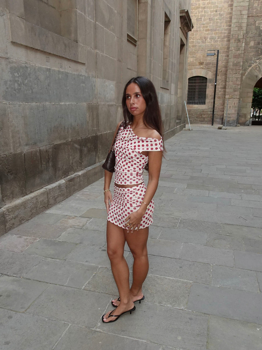 Mini skirt with polka dots – Red/white