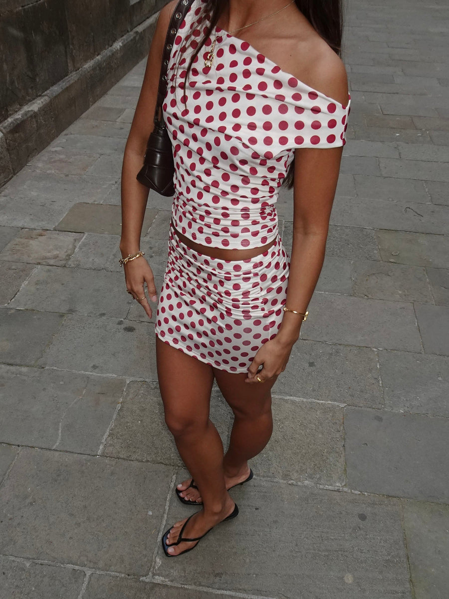 Mini skirt with polka dots – Red/white