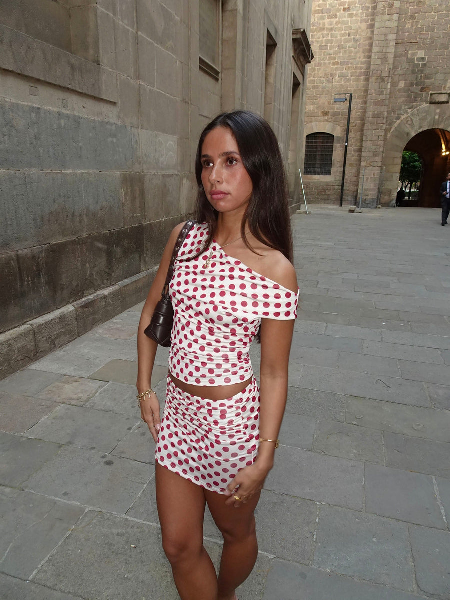 Mini skirt with polka dots – Red/white