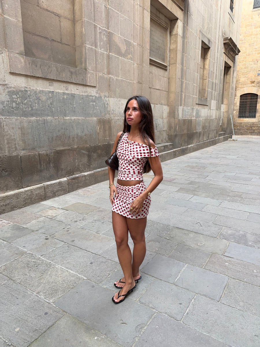 Mini skirt with polka dots – Red/white