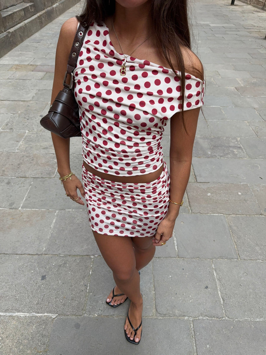 Mini skirt with polka dots – Red/white