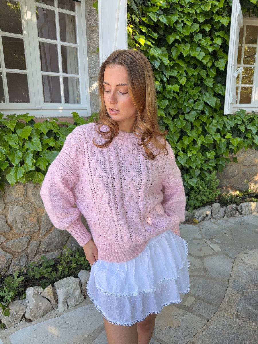 Blush Cable Knit Sweater
