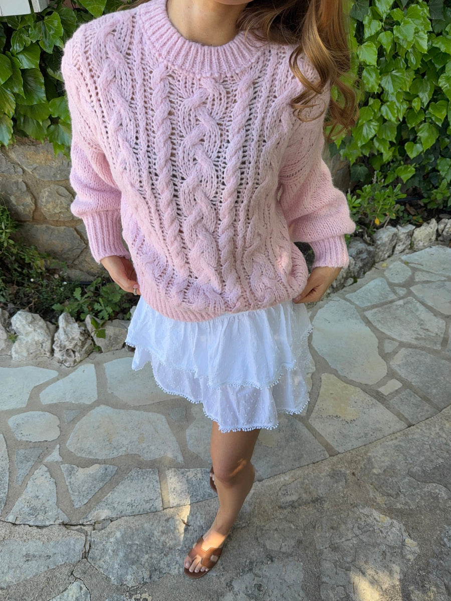 Blush Cable Knit Sweater