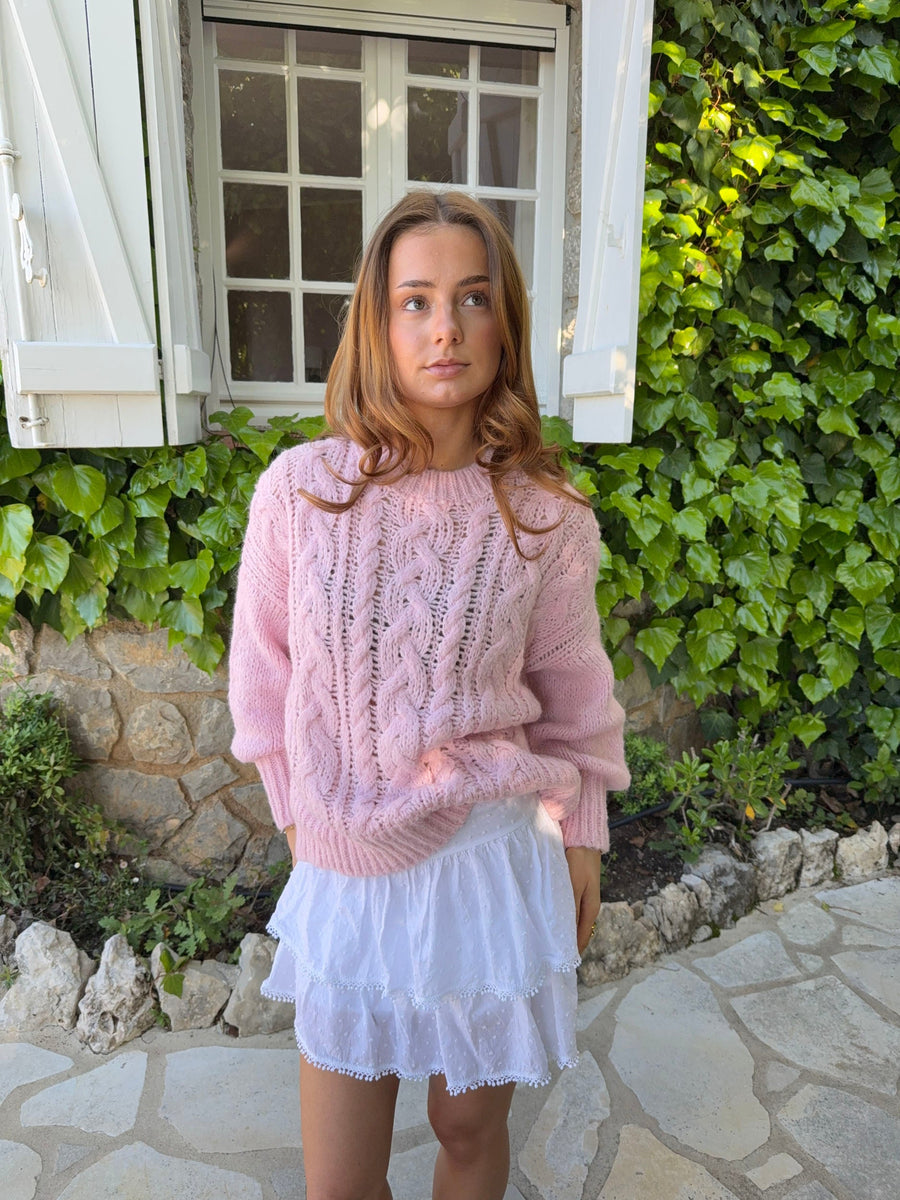 Blush Cable Knit Sweater