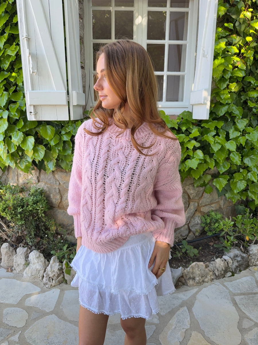 Blush Cable Knit Sweater