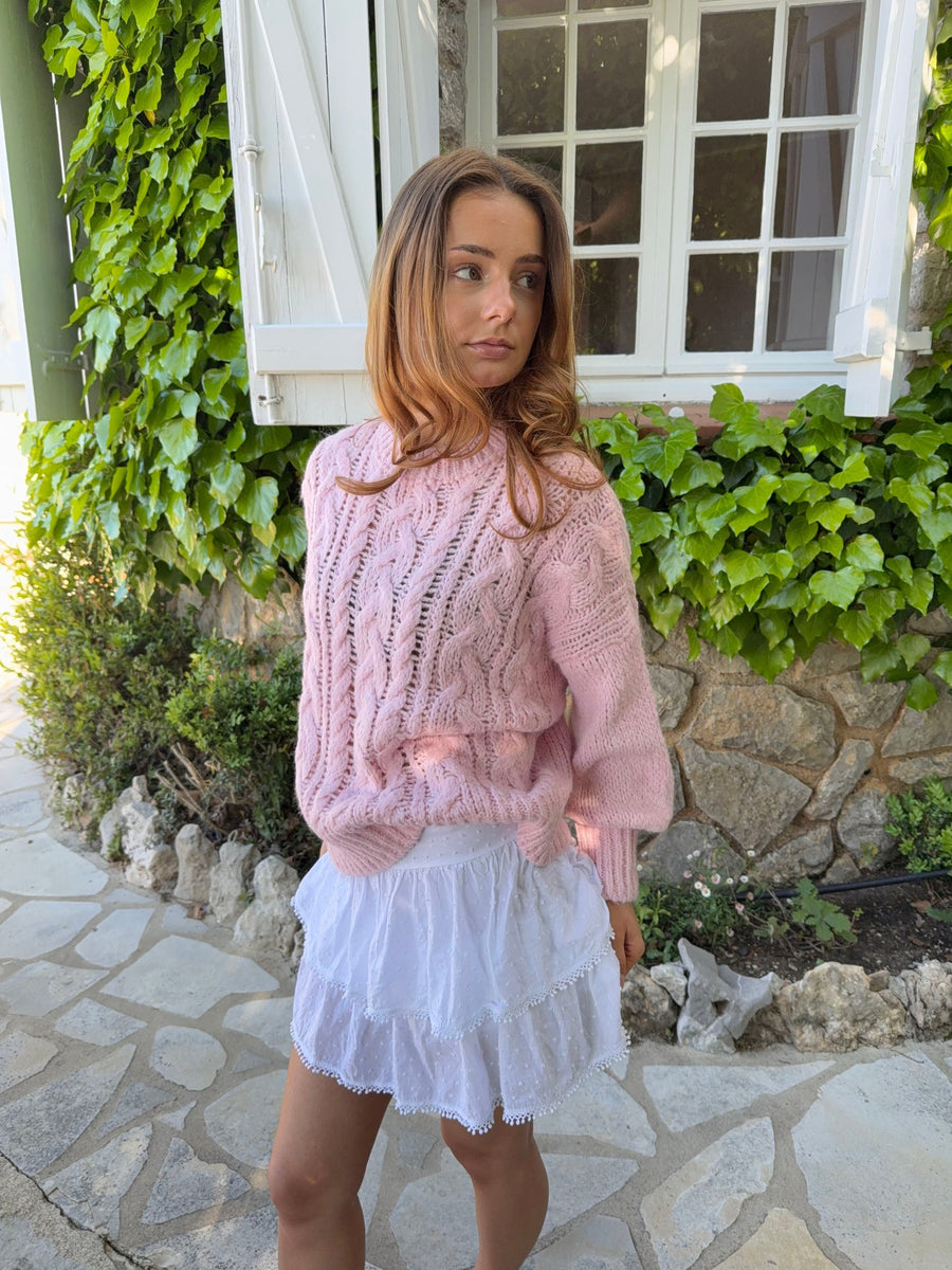 Blush Cable Knit Sweater