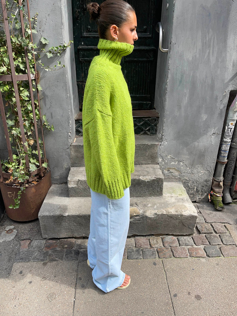 Green Turtleneck Oversized Sweater