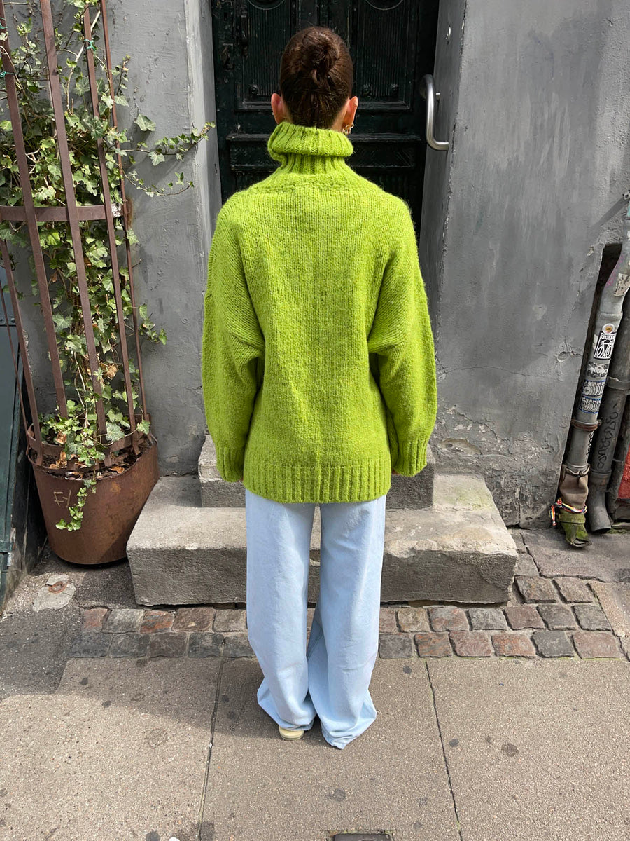 Green Turtleneck Oversized Sweater