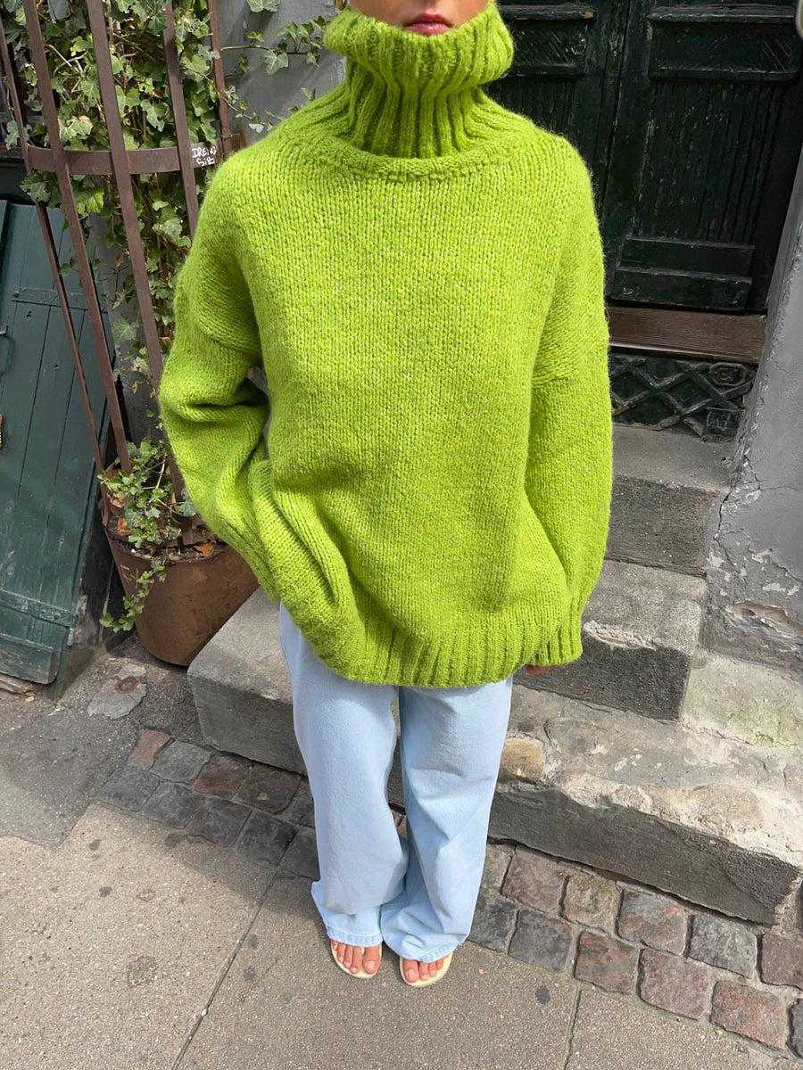 Green Turtleneck Oversized Sweater