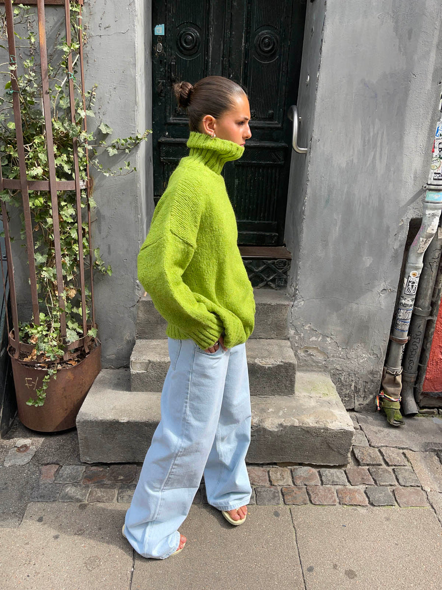 Green Turtleneck Oversized Sweater