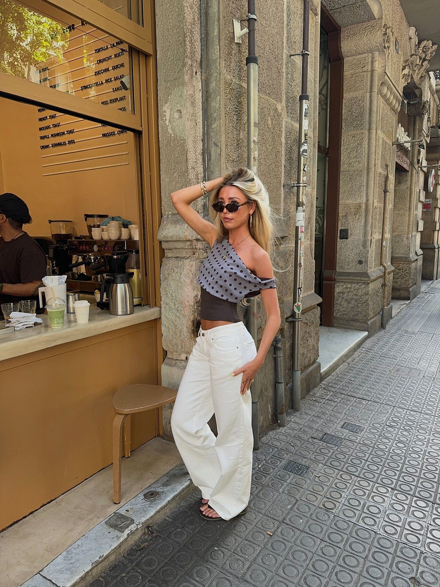 Milano Dots Top - Grey/Black