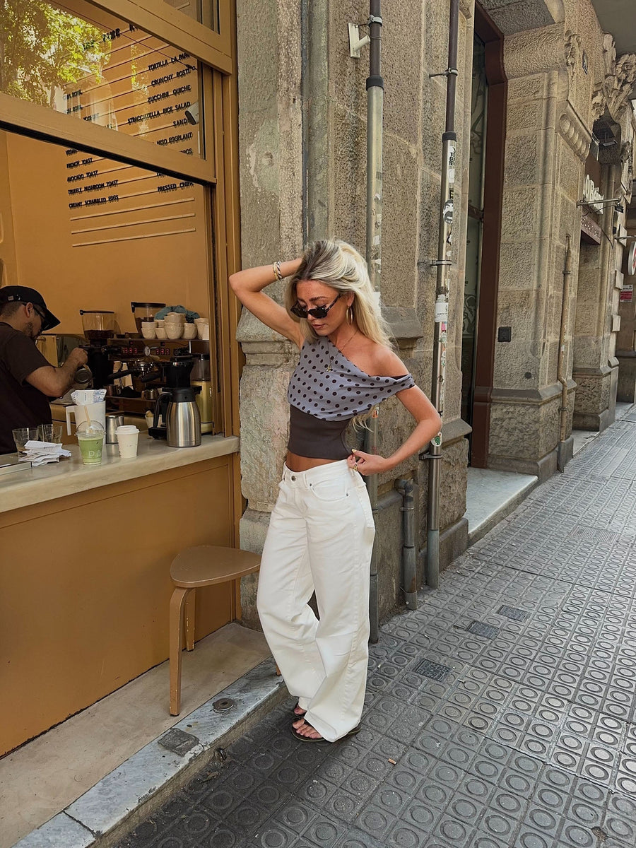 Milano Dots Top - Grey/Black
