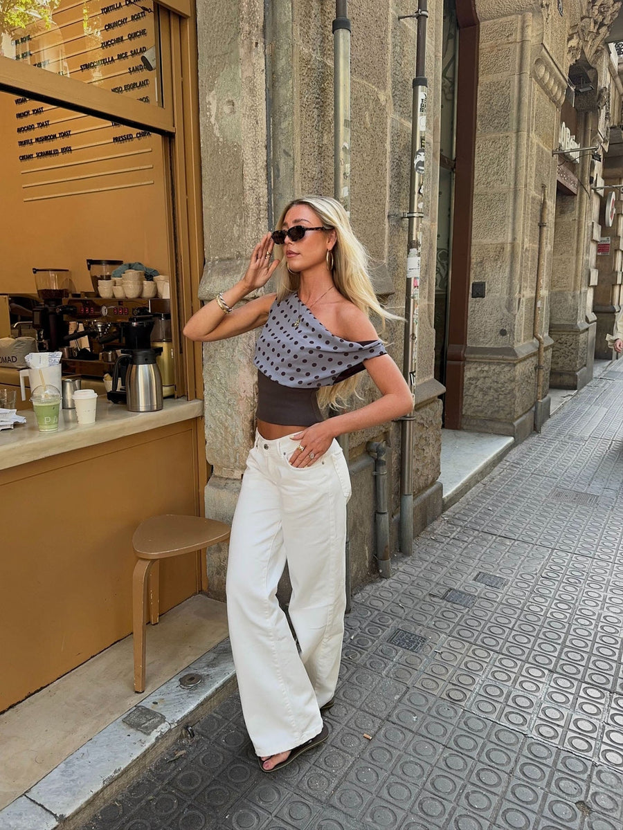 Milano Dots Top - Grey/Black