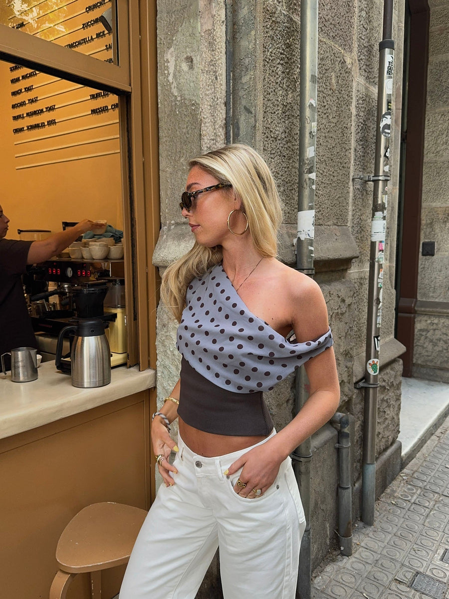Milano Dots Top - Grey/Black