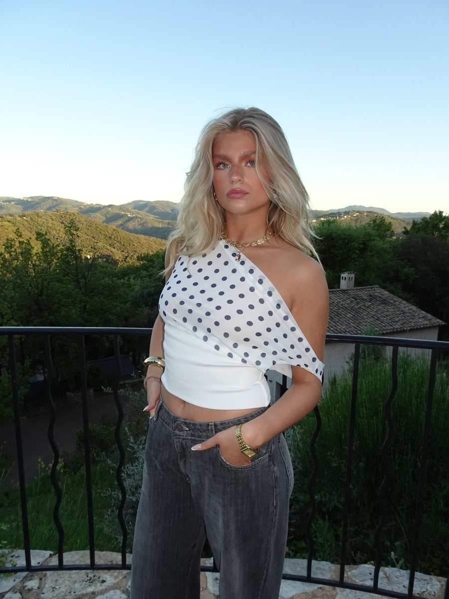 Milano Dots Top - White/navy