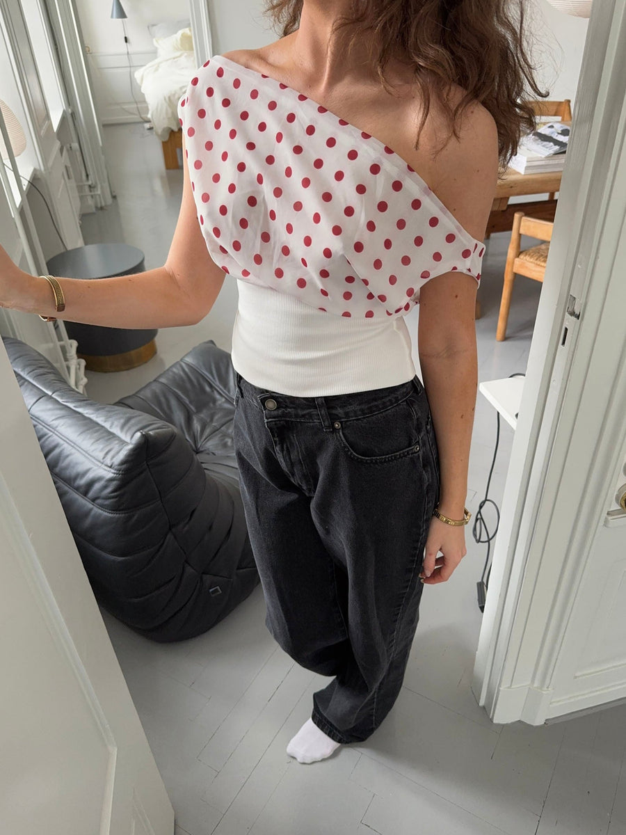 Milano Dots Top - Red/White