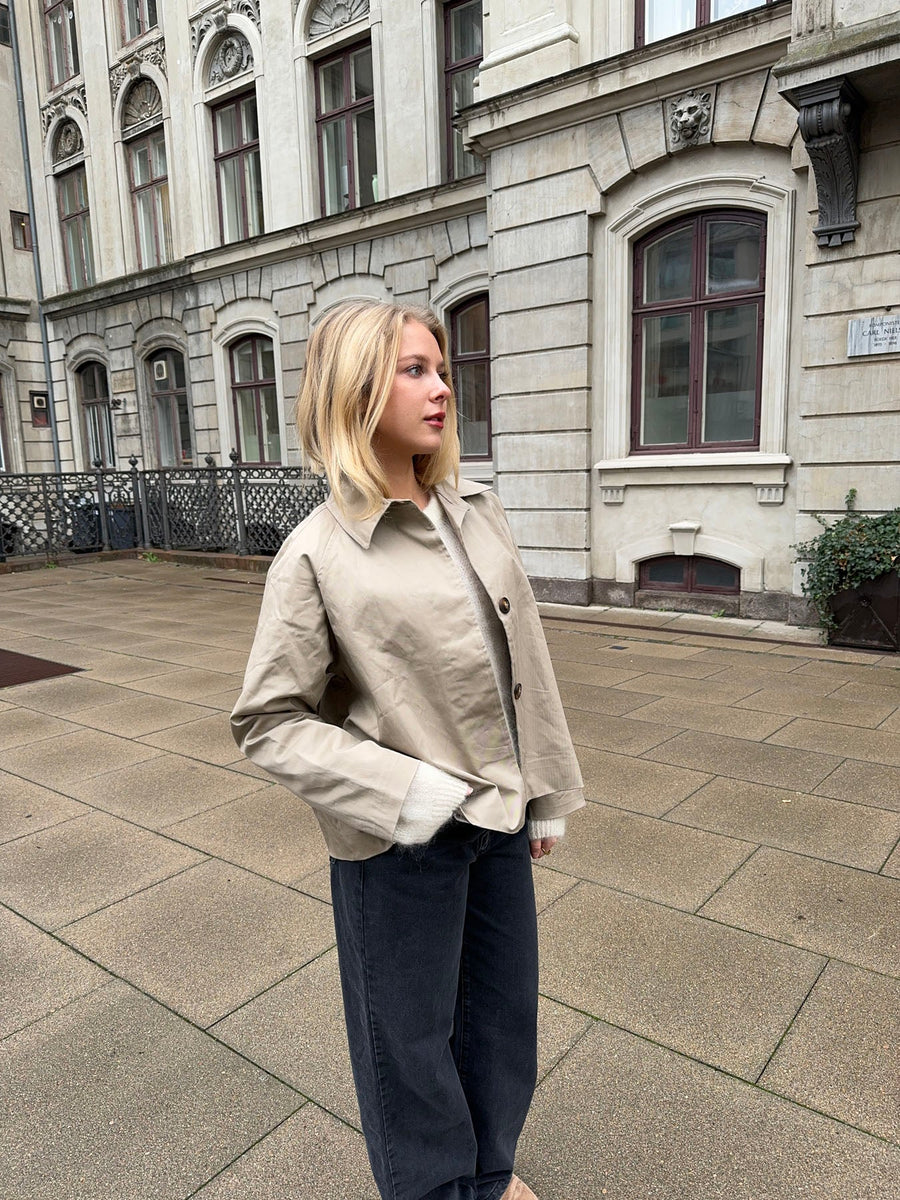 Beige Cropped Coat